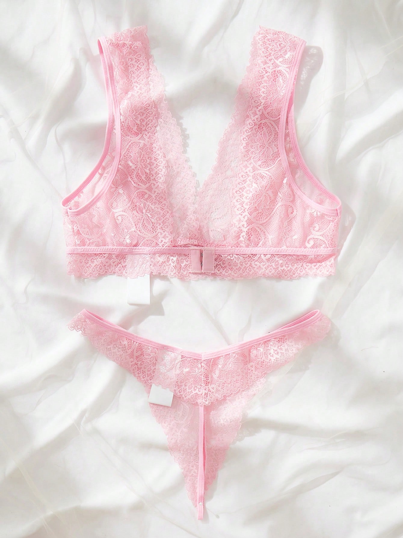 Lace Bralette Set - Set di Lingerie in Pizzo Rosa,